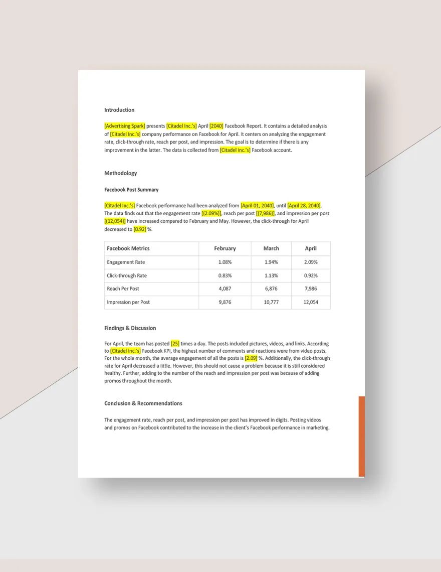 Advertising Agency Monthly Report Template