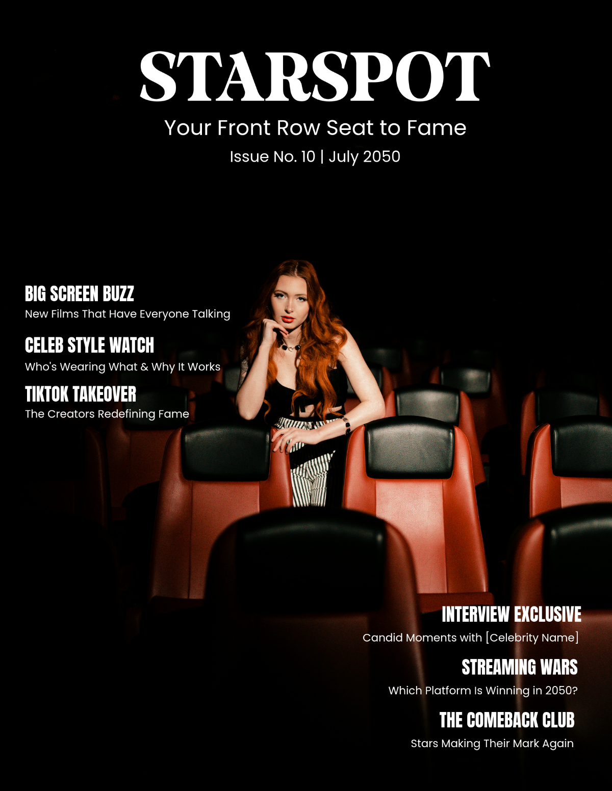 Free Entertainment Magazine Cover Template to Edit Online