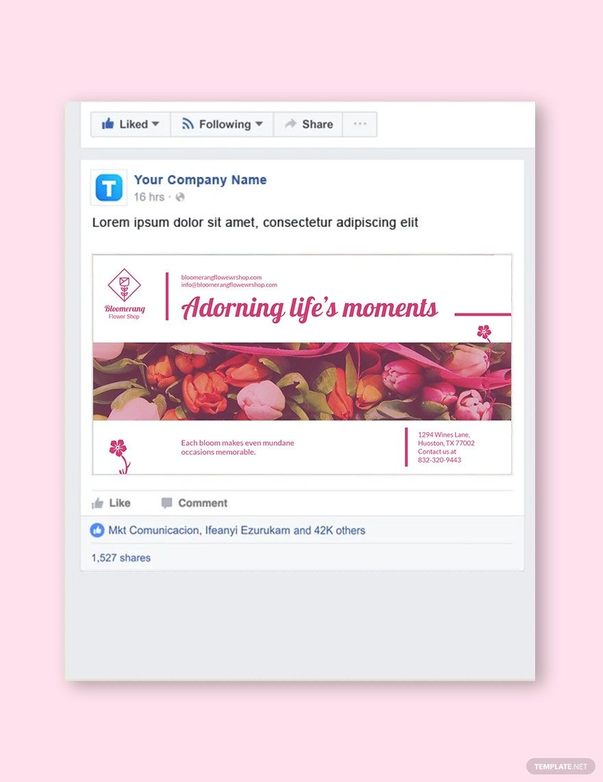 Flower Shop Facebook Post Template in PSD