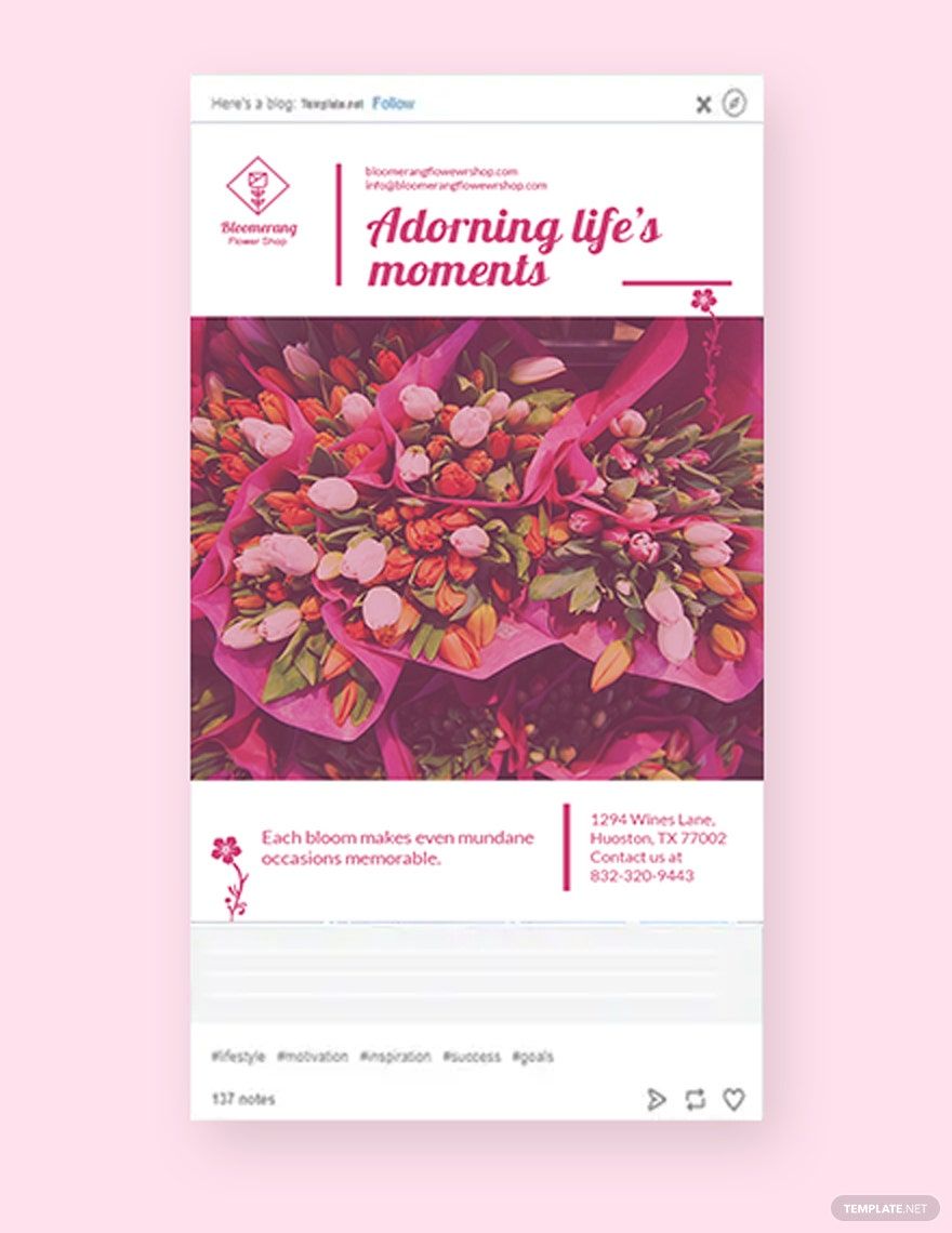 Flower Shop Tumblr Post Template in PSD