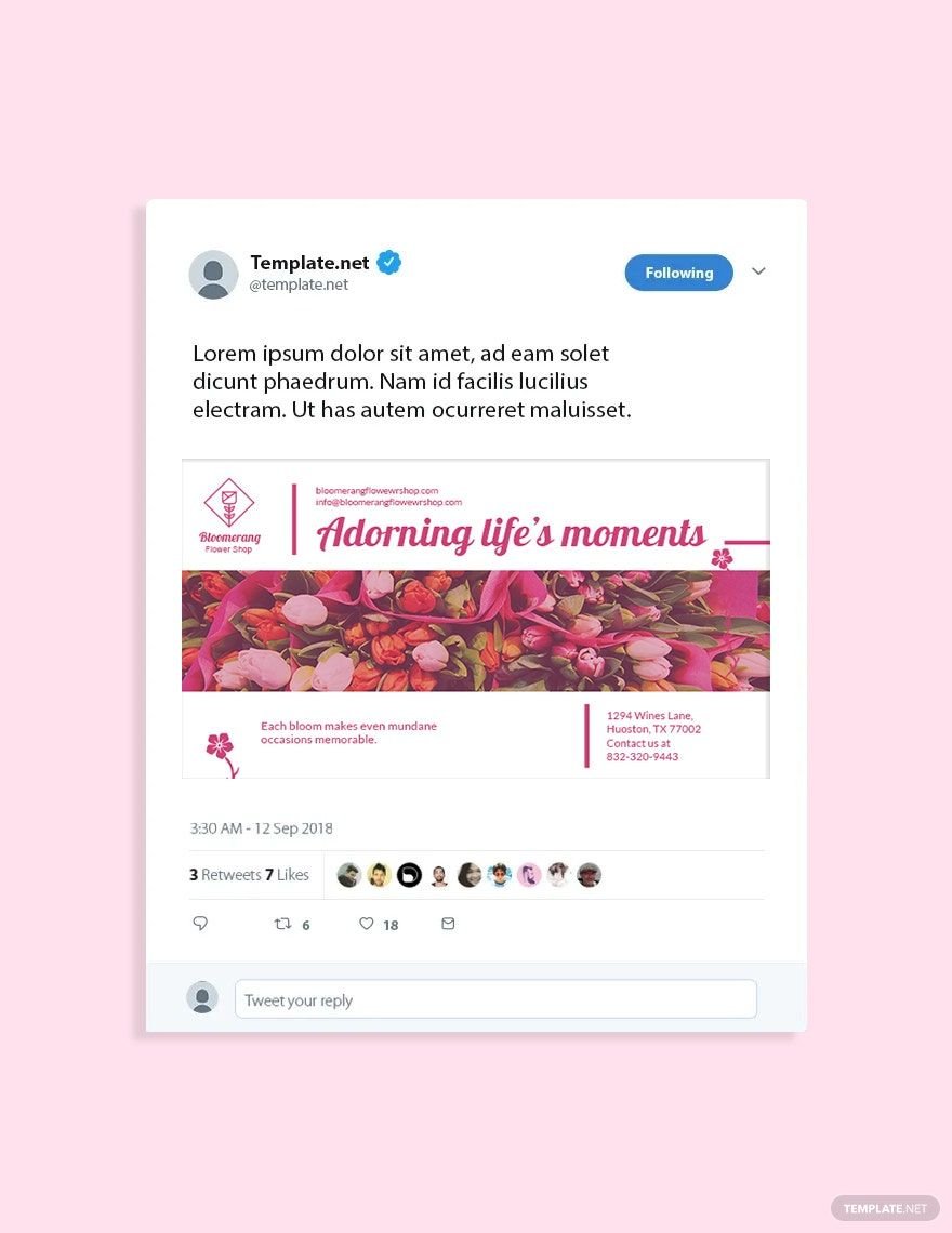 Flower Shop Twitter Post Template