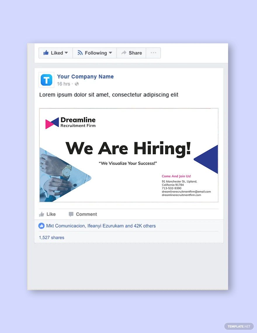 Recruitment Firm Facebook Post Template in PSD
