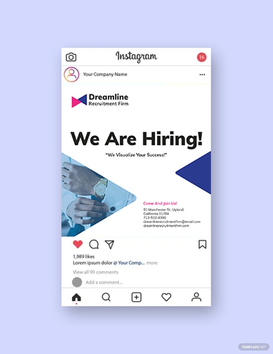 Recruitment Firm Instagram Post Template in PSD