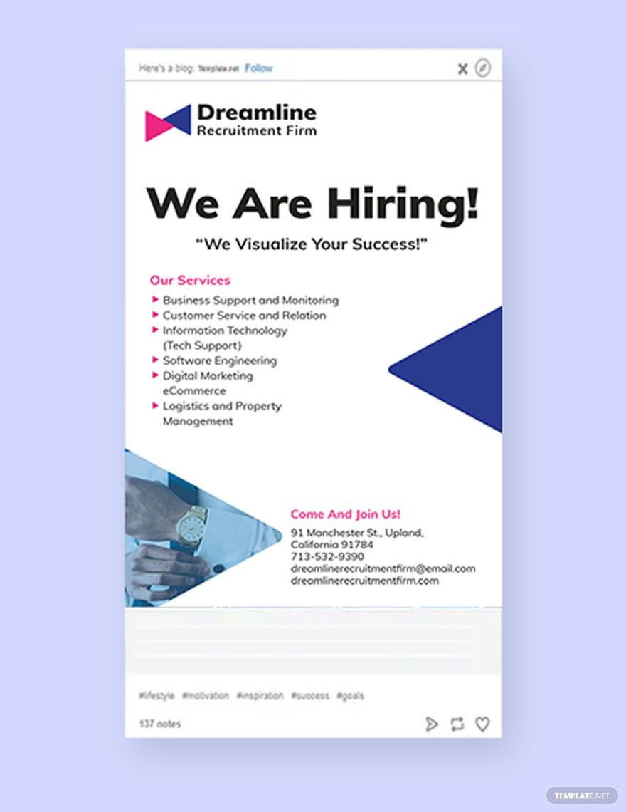Recruitment Firm Tumblr Post Template in PSD
