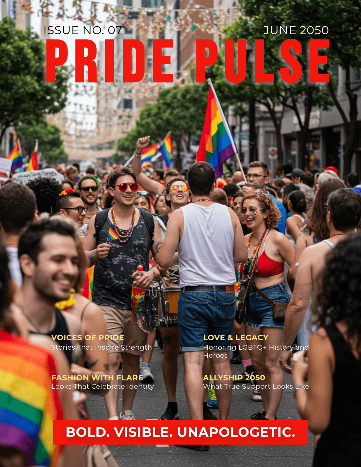 Free LGBTQ+ Magazine Cover Template to Edit Online