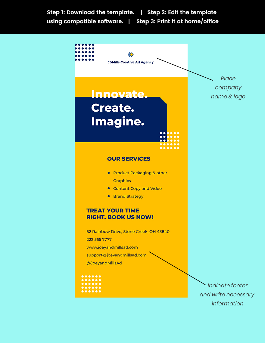 Creative advertising agency rack card Template