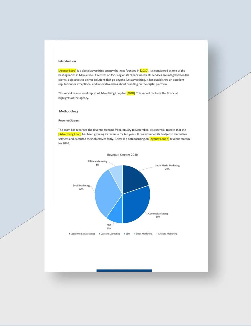 Advertising Agency Annual Report Template