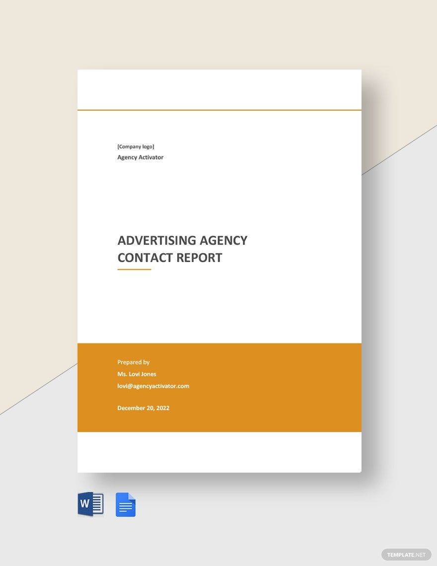 Advertising Agency Contact Report Template
