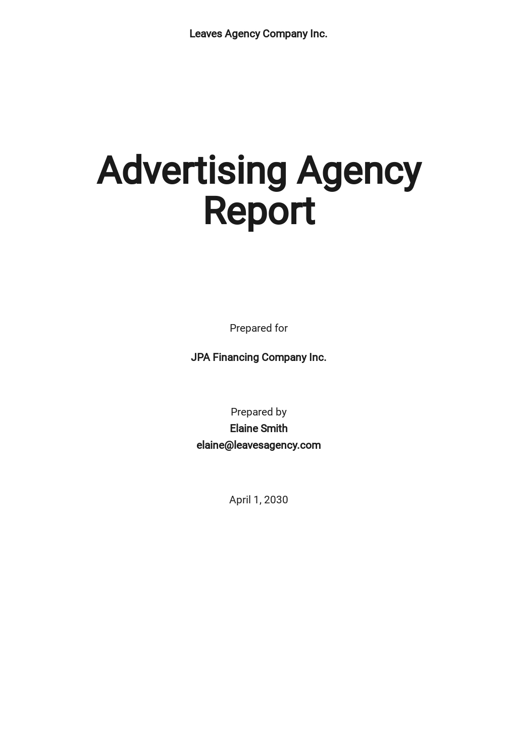Sample Advertising Agency Report Template [Free PDF] Word (DOC
