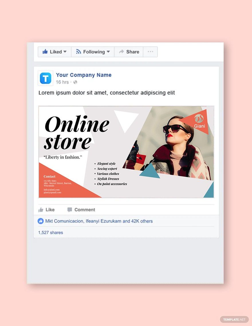 Online Store Facebook Post Template
