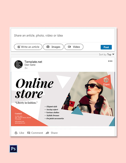 Download FREE Online Store Linkedin Post Template - PSD