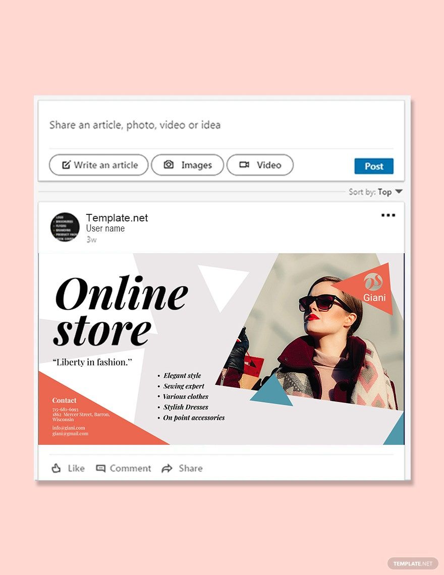 Online Store Linkedin Post Template in PSD