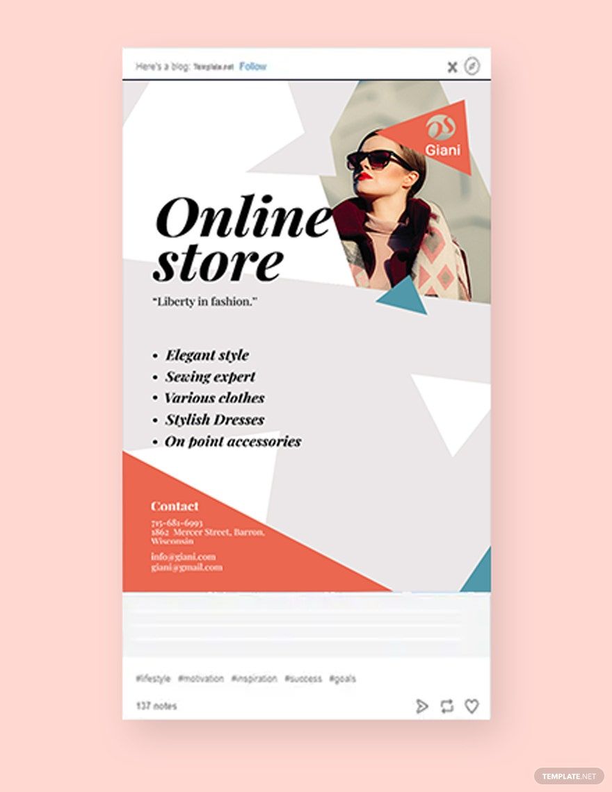 Online Store Tumblr Post Template in PSD