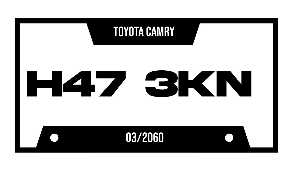 License Plate Registration Design Template