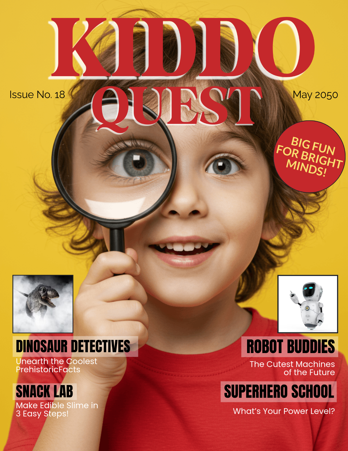 Free Colorful Magazine Cover for Kids Template to Edit Online