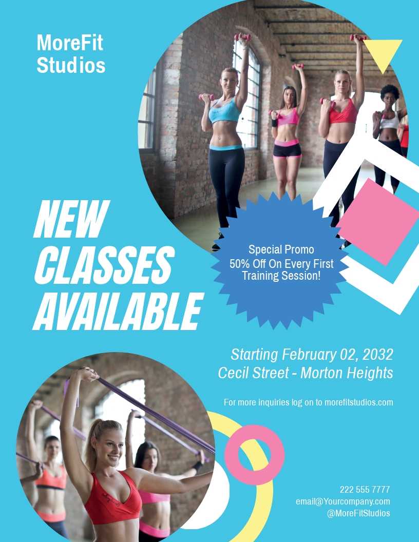 Fitness Class Flyer Template - Illustrator, Word, Apple Pages, PSD With Regard To Fitness Boot Camp Flyer Template
