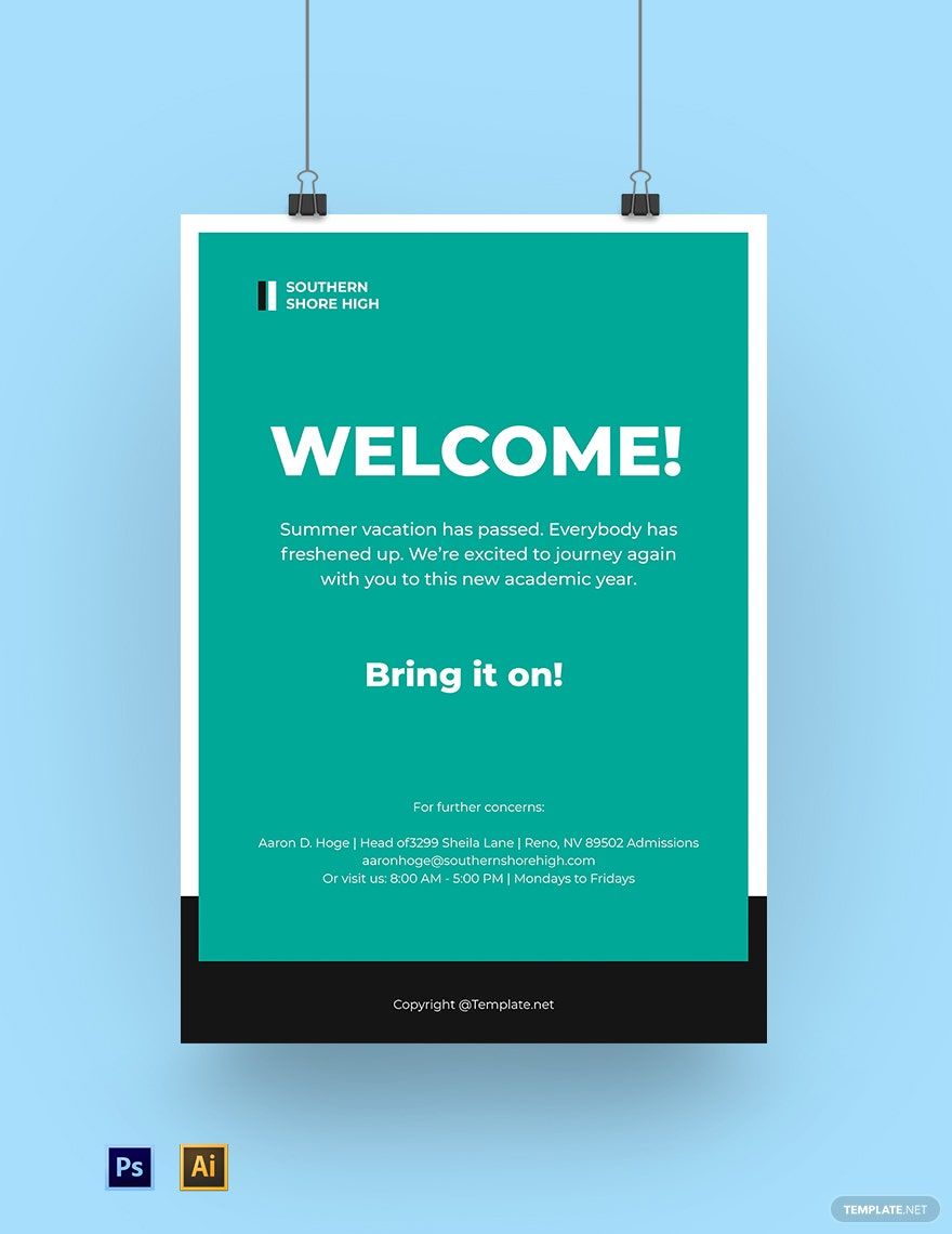 Free Simple First Day Of School Poster Template
