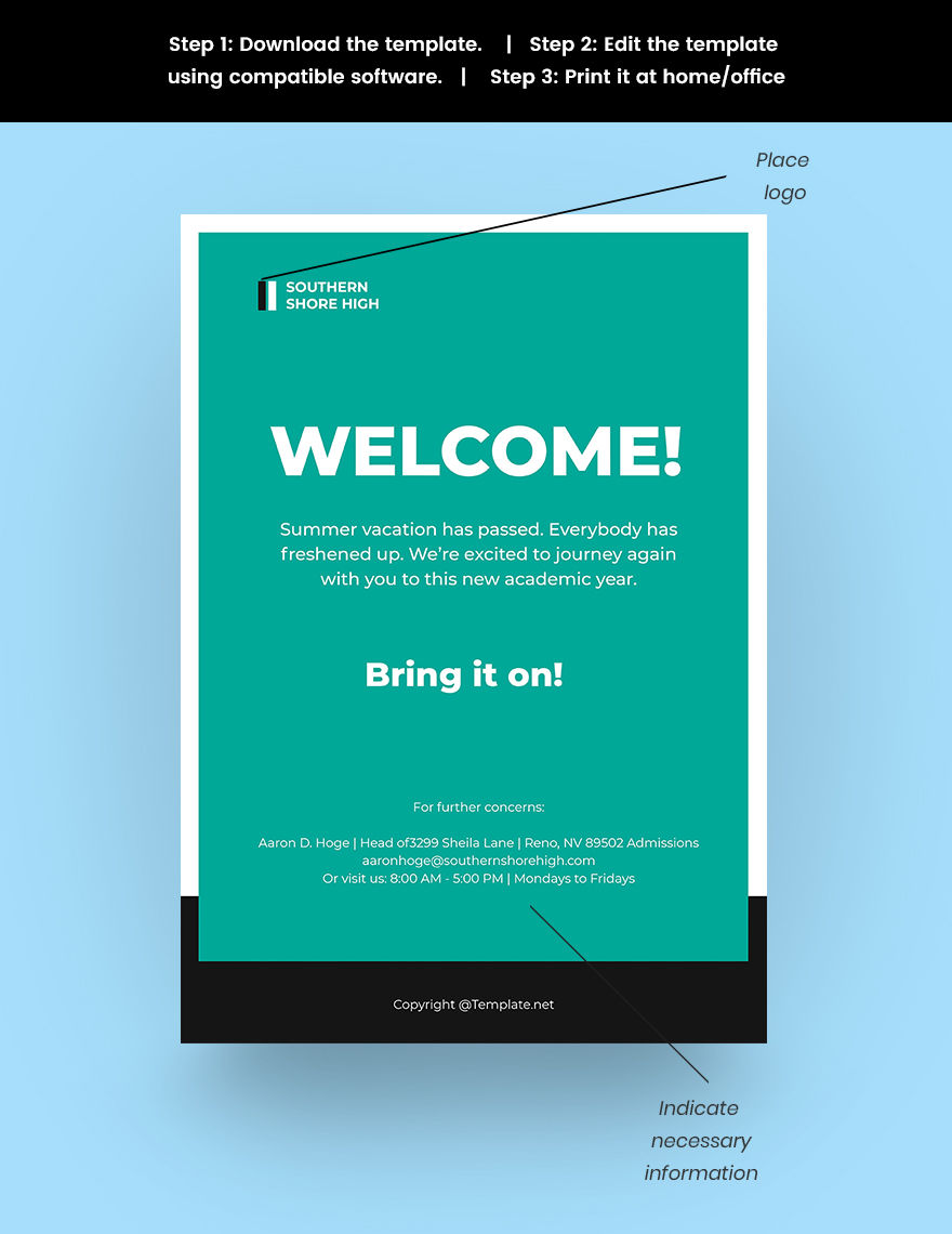 Free Simple First Day Of School Poster Template Snippet