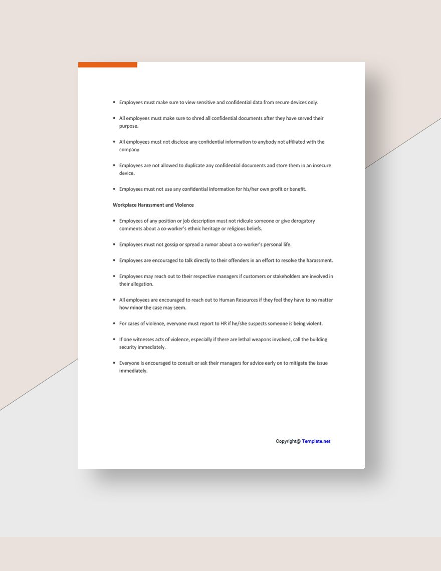 Advertising Agency Workplace Policy Template