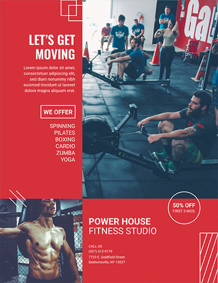 fitness studio flyer template 1x