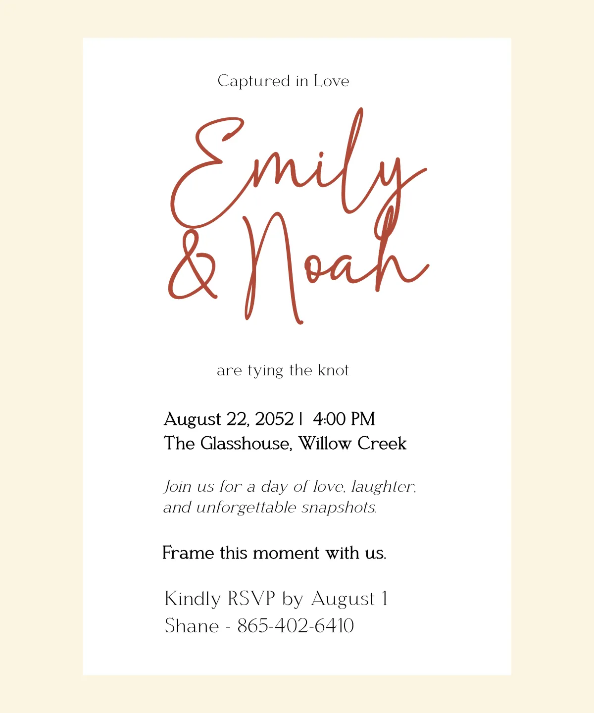Free Simple Polaroid Invitation Template to Edit Online
