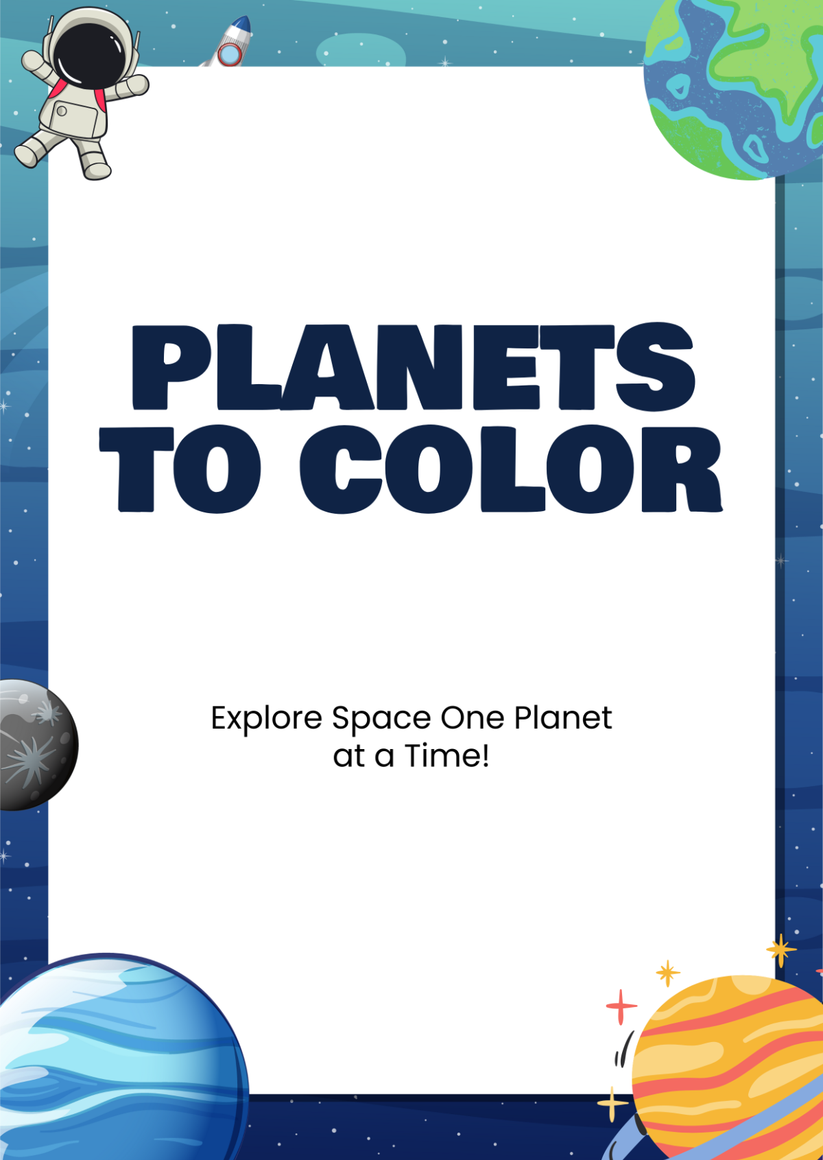 Planets Coloring Book Design Template to Download