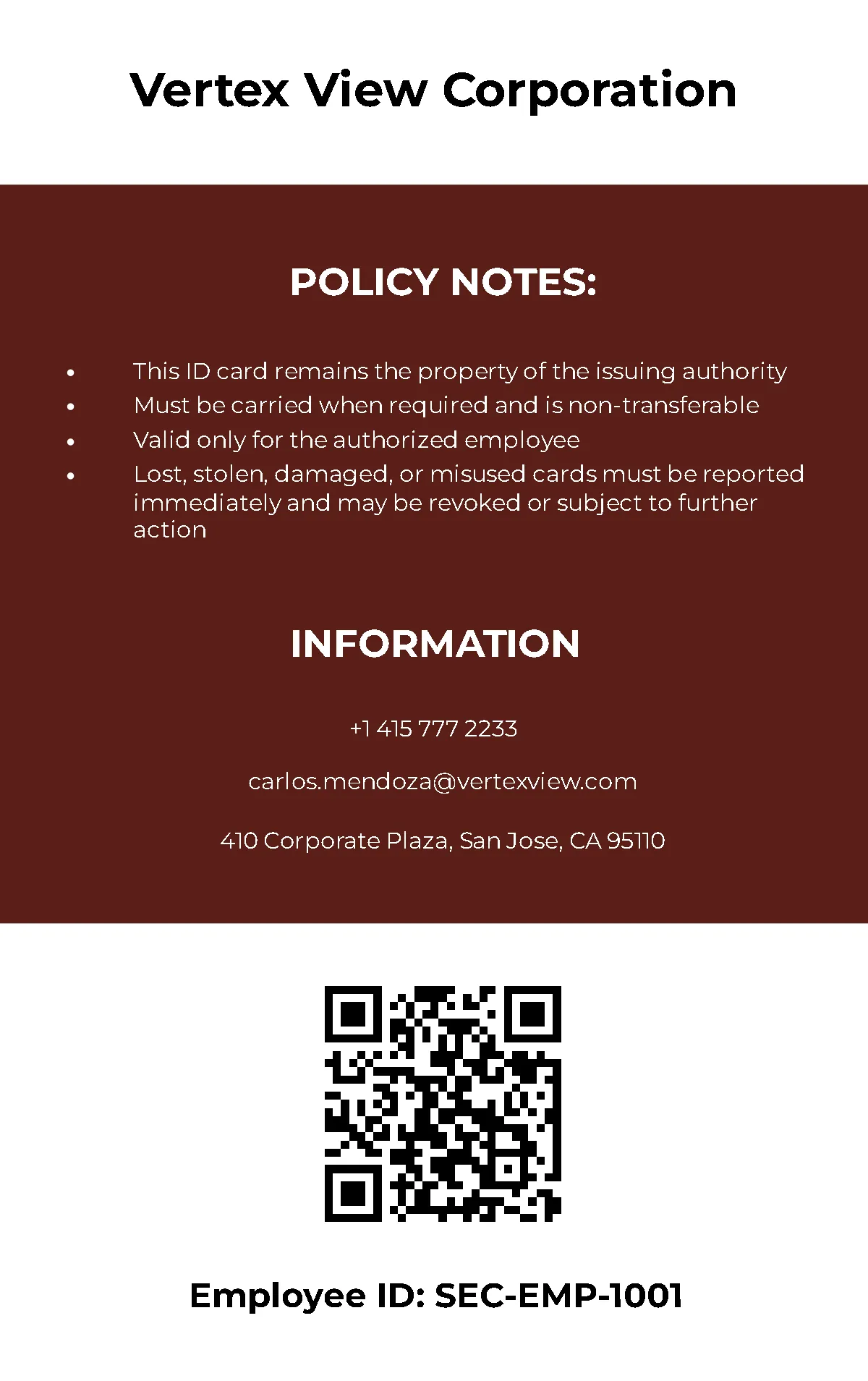 Free Security Employee ID Card Template to Edit Online