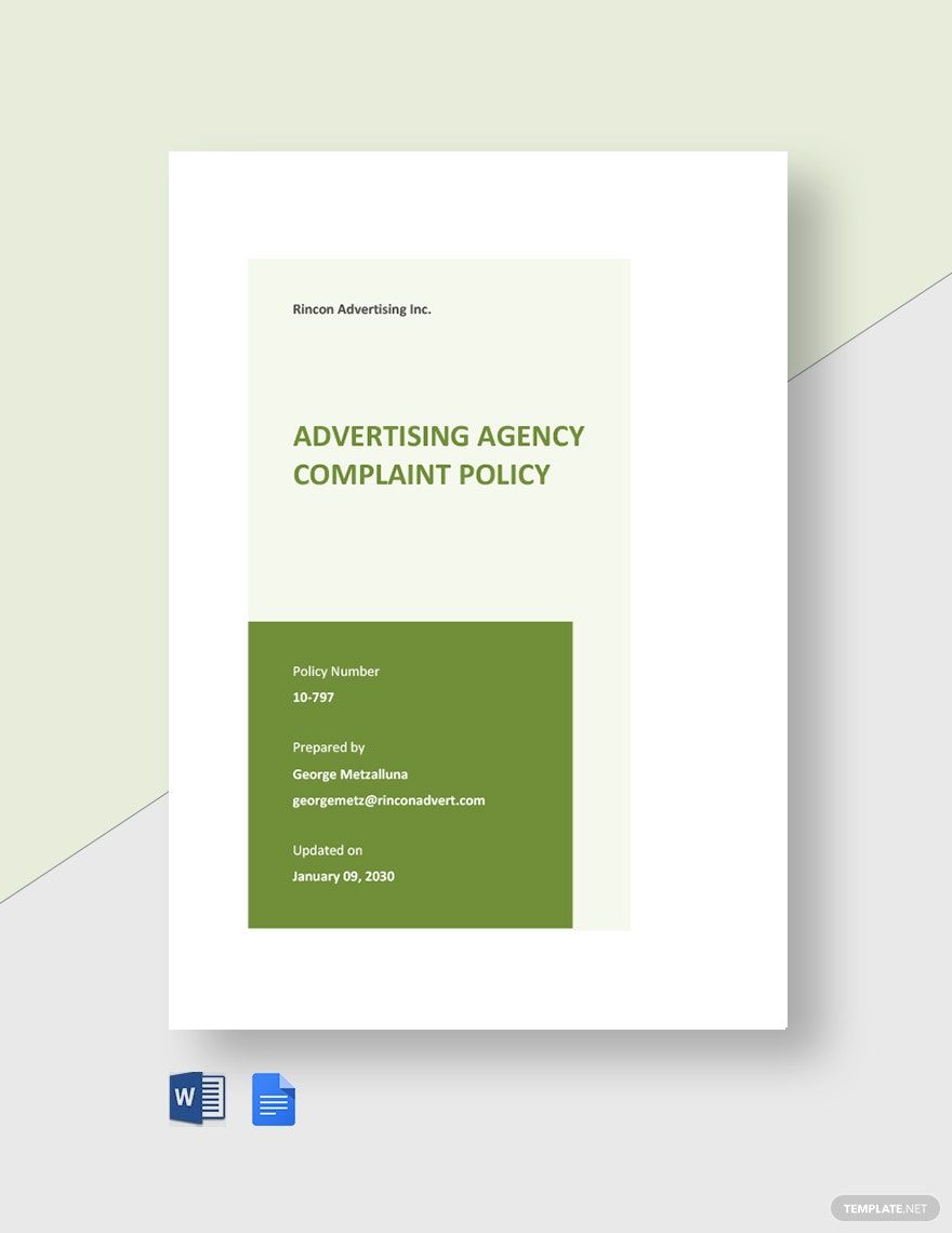 Basic Advertising Agency Policy Template