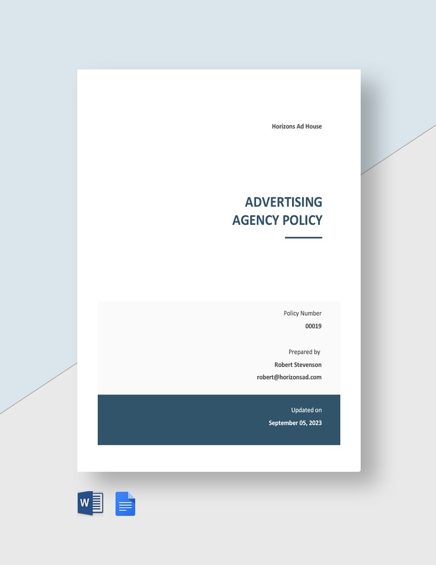 Free Sample Advertising Agency Policy Template