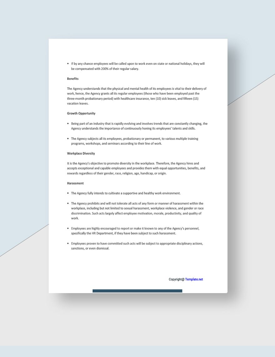 Sample Advertising Agency Policy Template