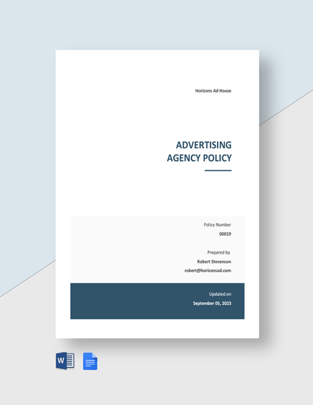 5+ FREE Advertising Agency Policy Templates - Word | Google Docs ...