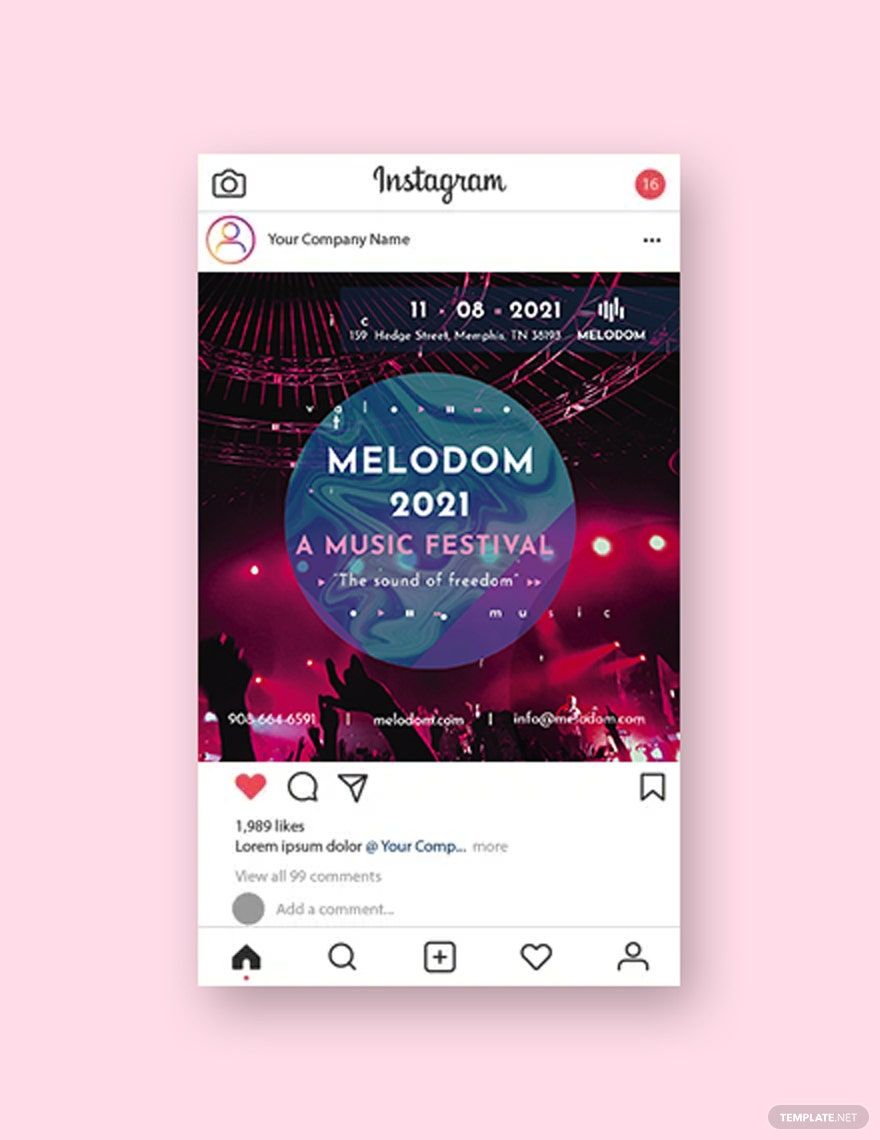 Music Festival Instagram Post Template in PSD