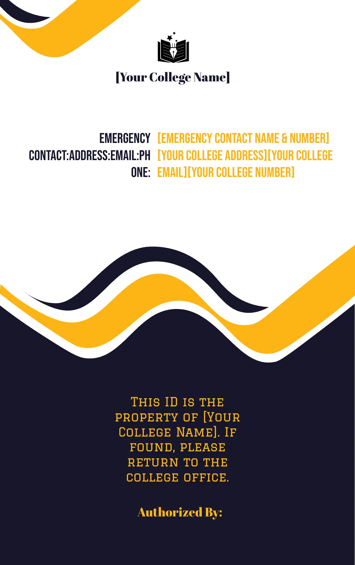 Free Professional College School ID Card Template to Edit Online