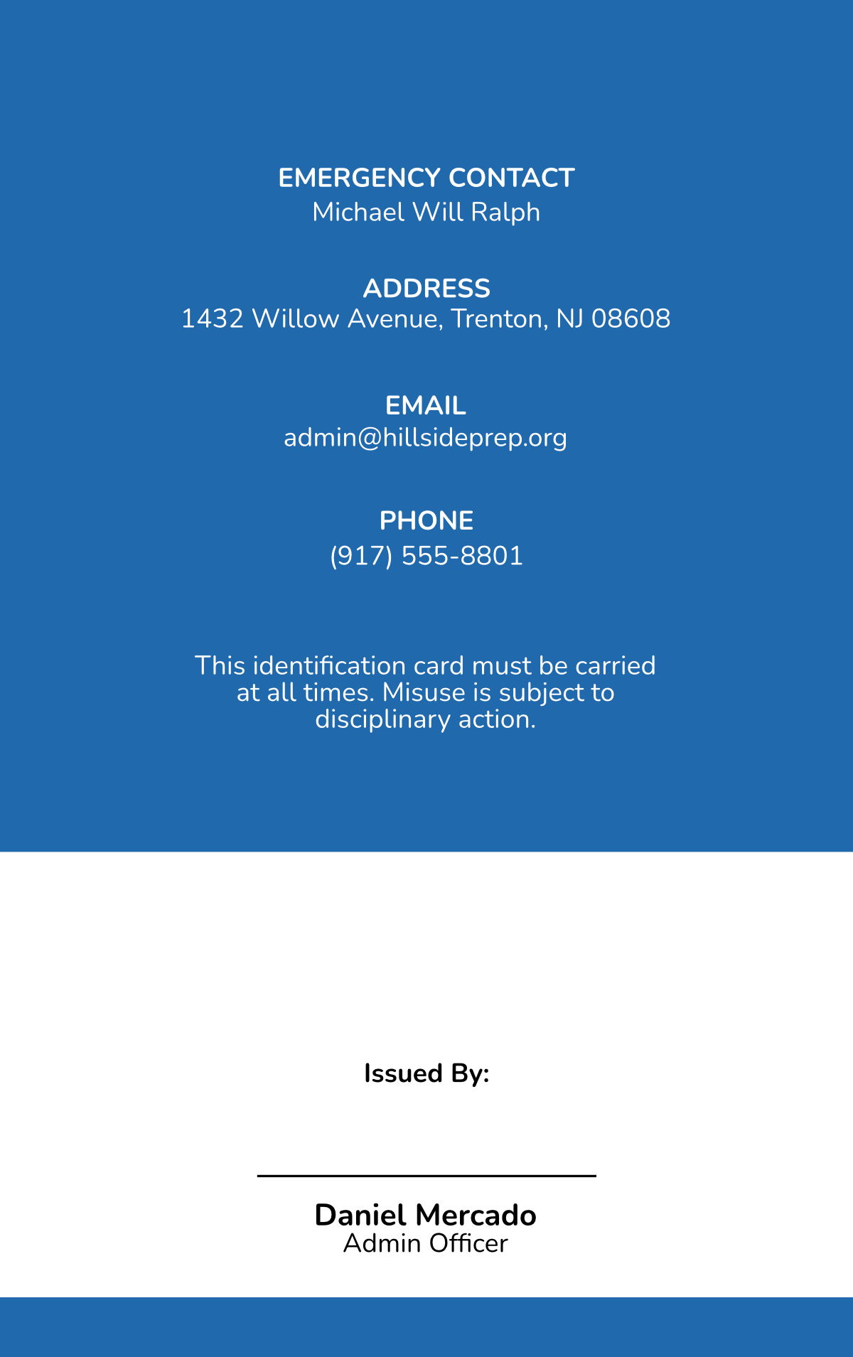 Free School ID Card Portrait Template to Edit Online