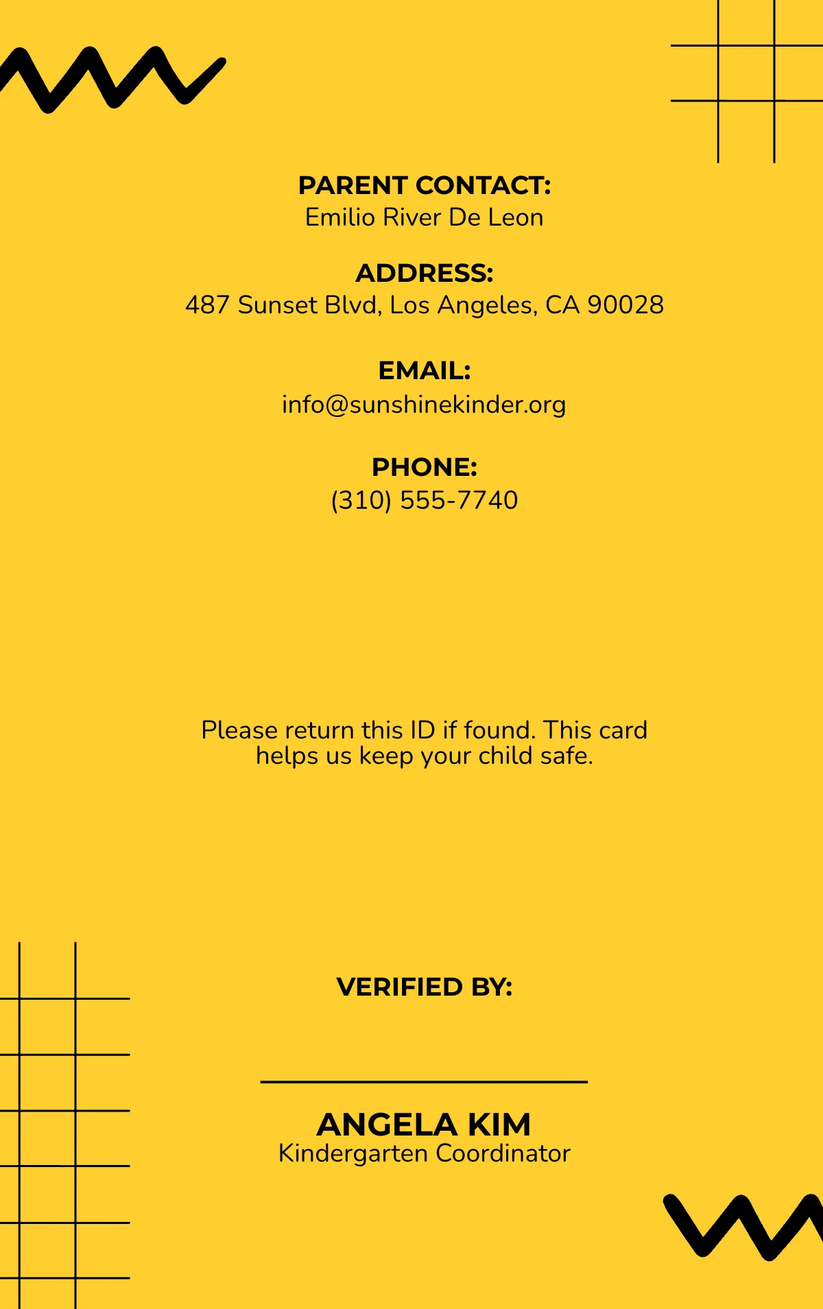 Free Kindergarten School ID Card Template to Edit Online