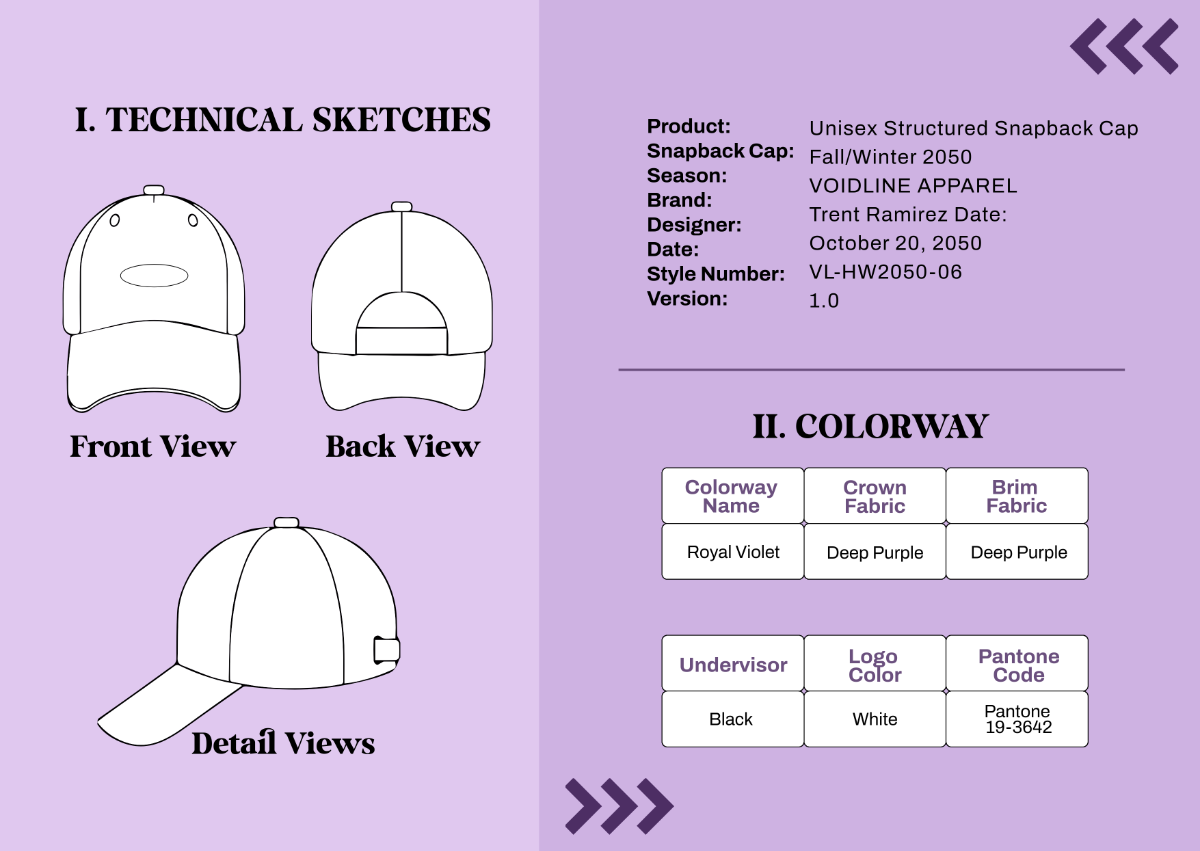 Free Purple Cap Tech Pack Template