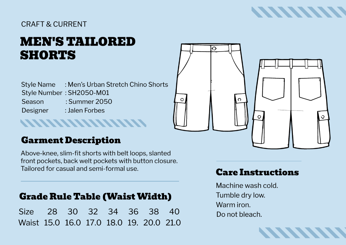 Free Shorts Tech Pack Template