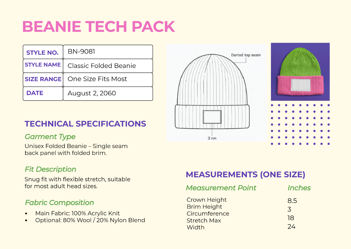 Free Beanie Tech Pack Template