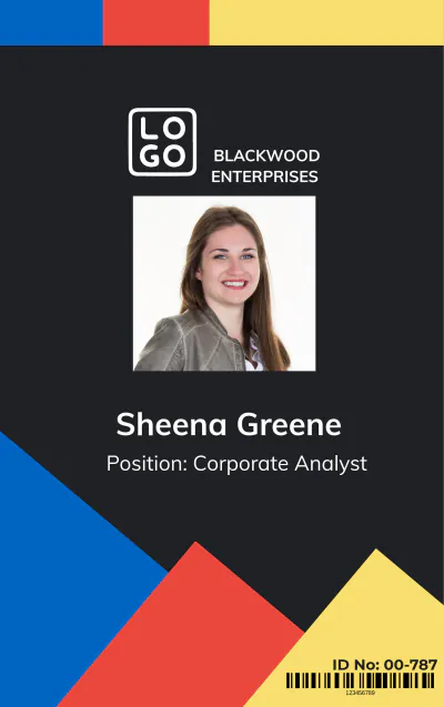 Free Colorful Corporate Employee ID Card Template to Edit Online
