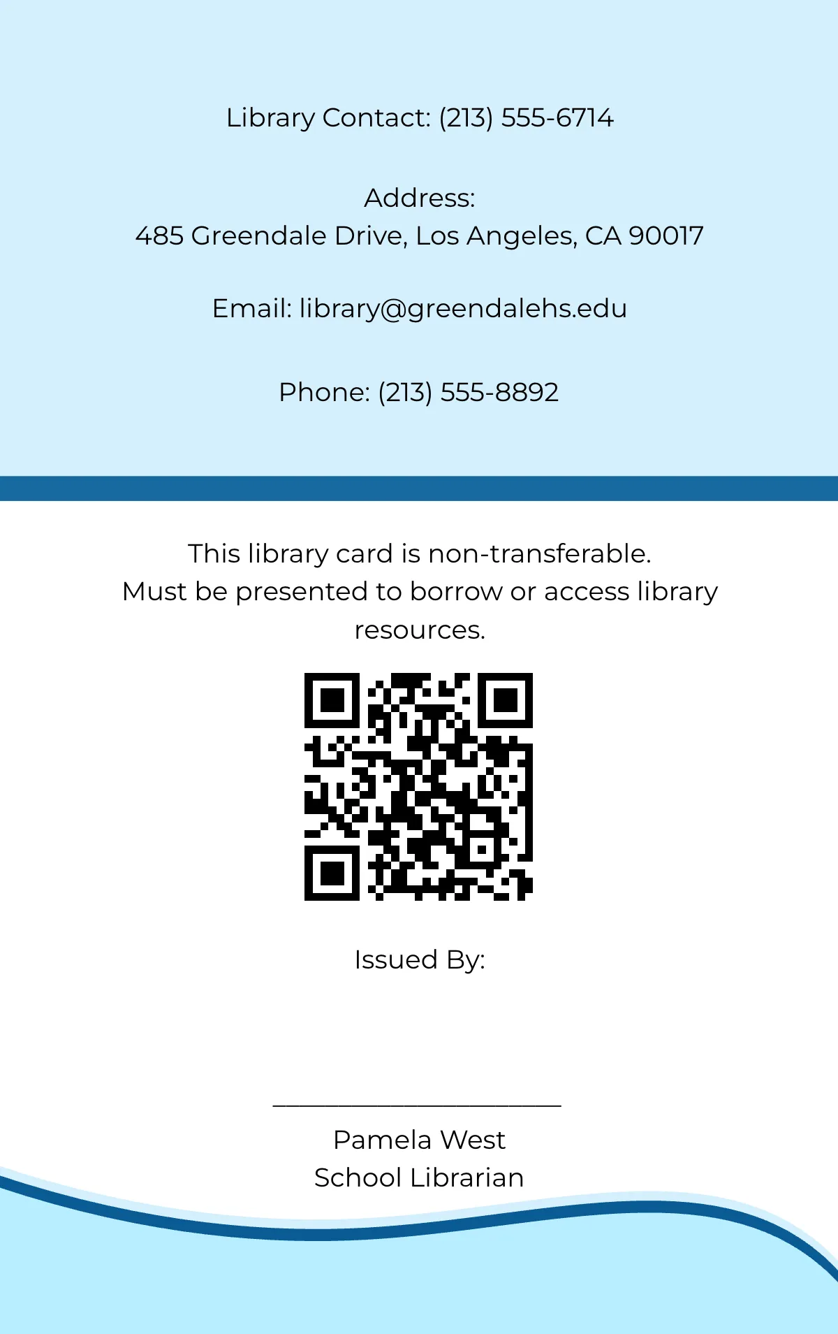 Free School Library Card ID Card Template to Edit Online