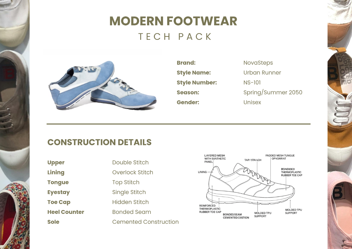 Modern Footwear Tech Pack Template