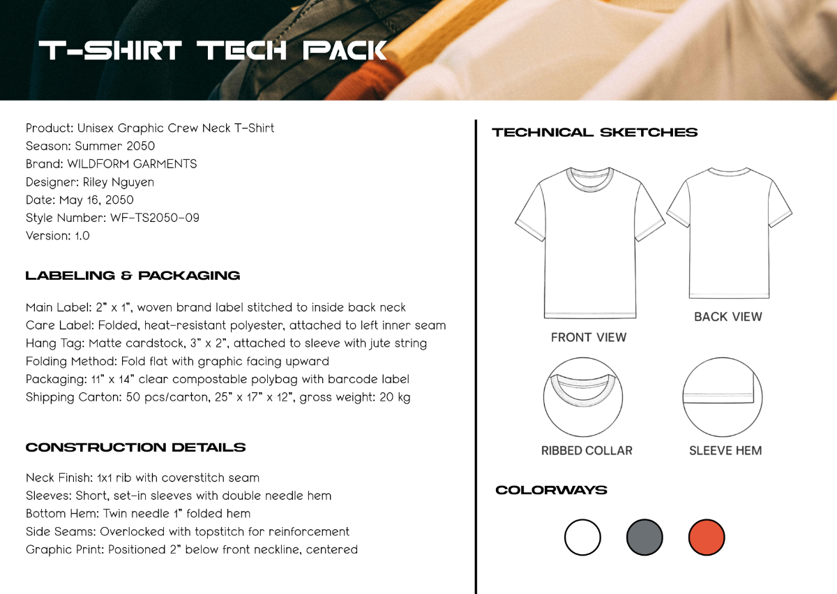 Free T-Shirt Tech Pack Template