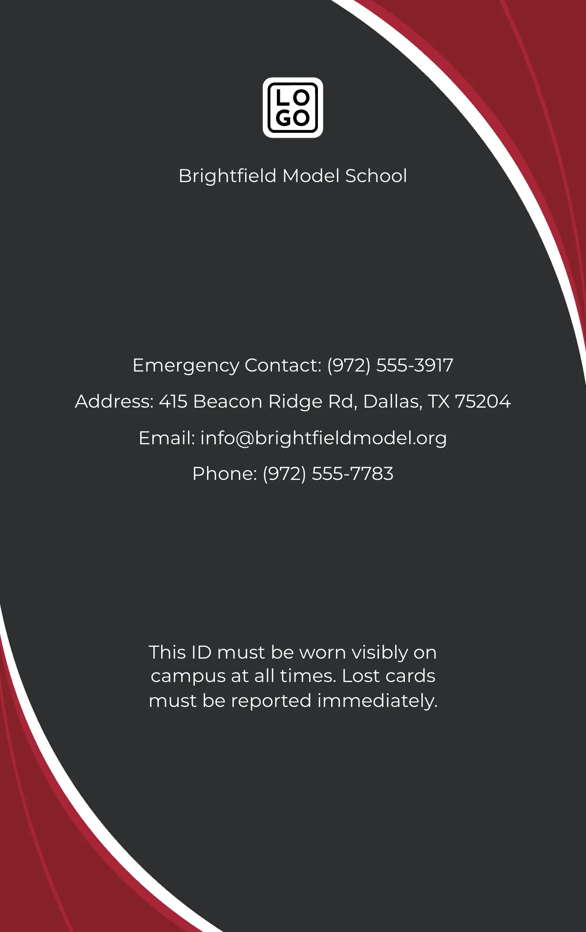 Free Red Visitor School ID Card Template to Edit Online