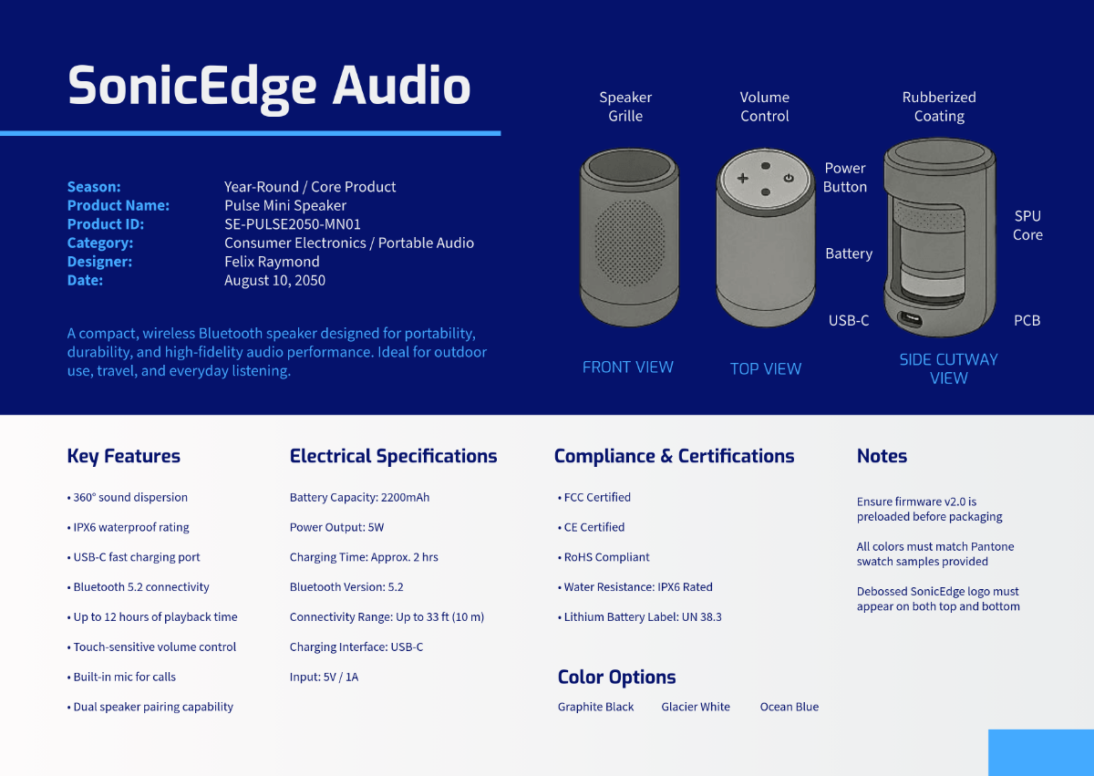 Free Product Tech Pack Template to Edit Online