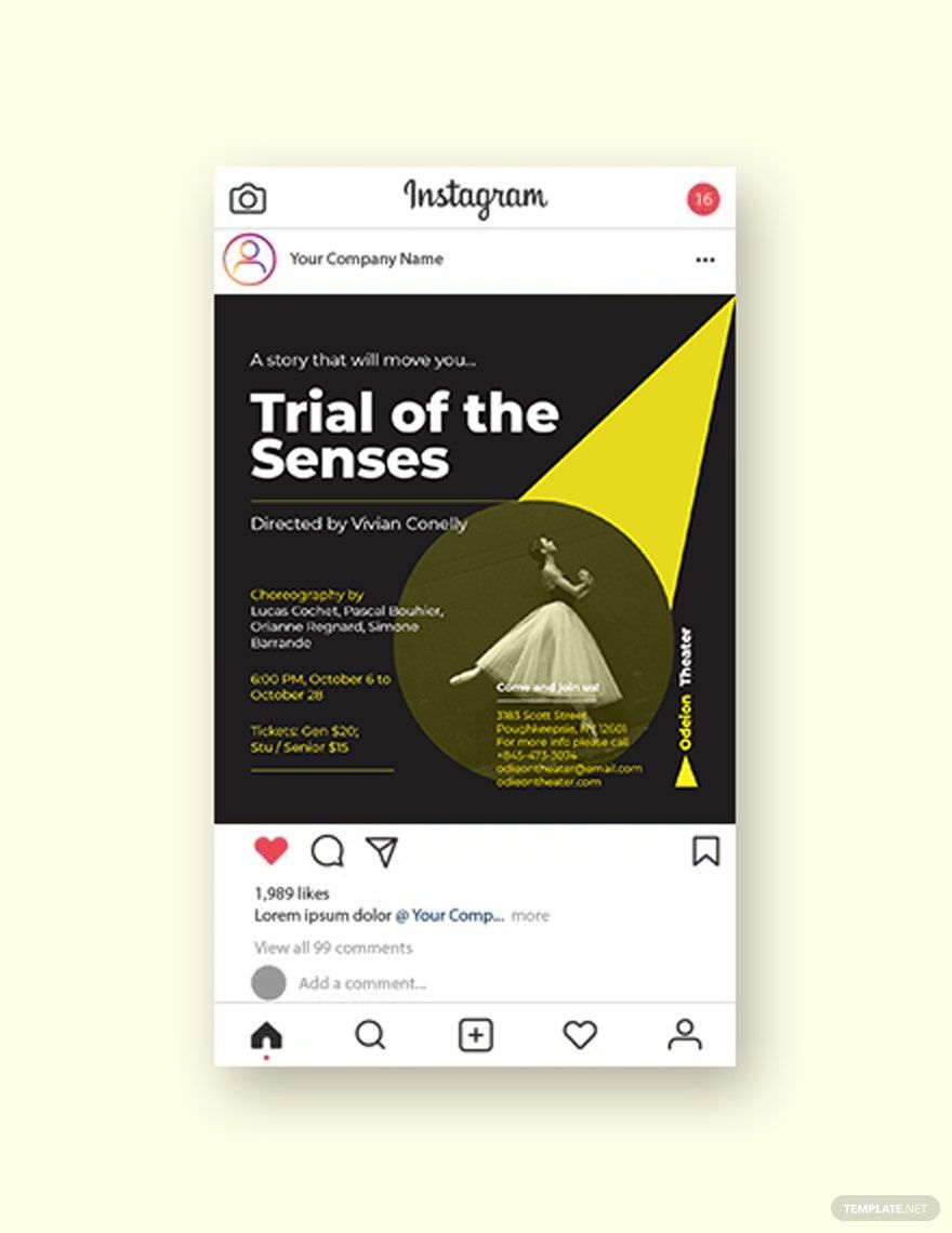 Theater Company Instagram Post Template in PSD