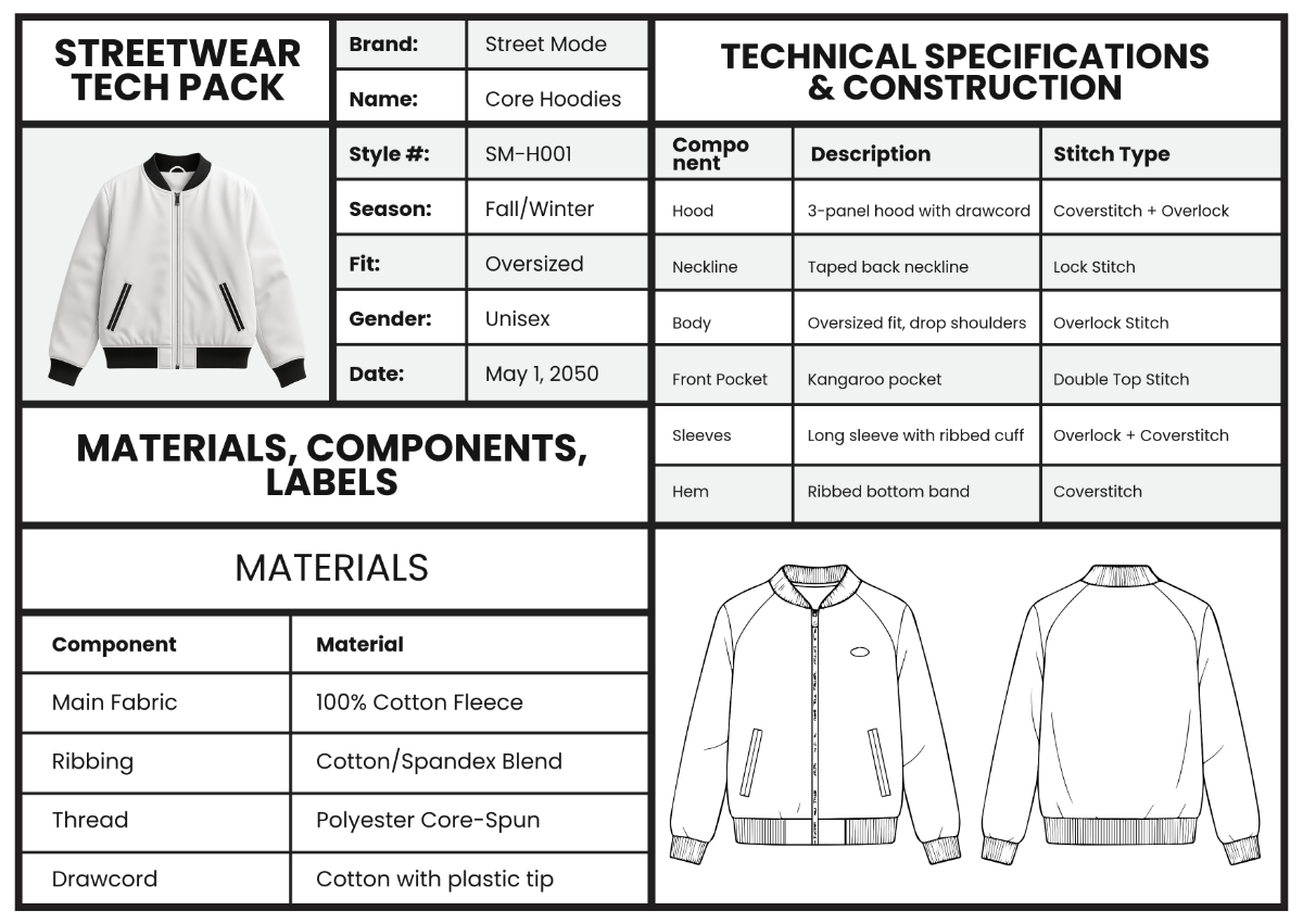 Streetwear Tech Pack Template