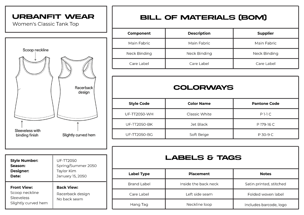 Tank Top Tech Pack Template