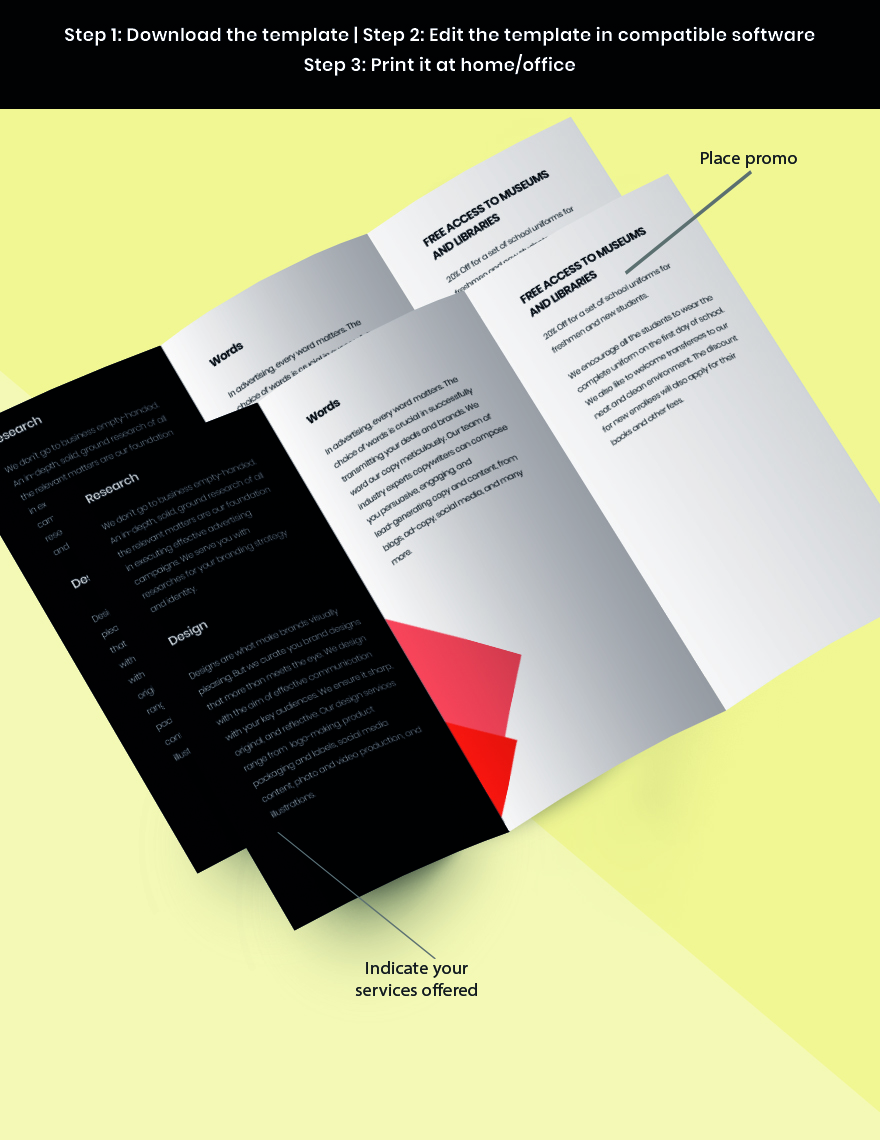 Trifold Free Sample Advertising Creatives Agency Template Format