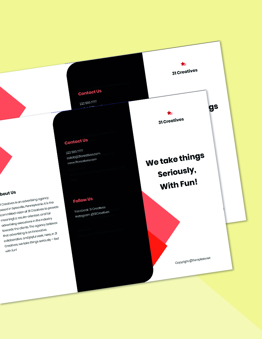 Tri-fold Sample Advertising Creatives Agency Template