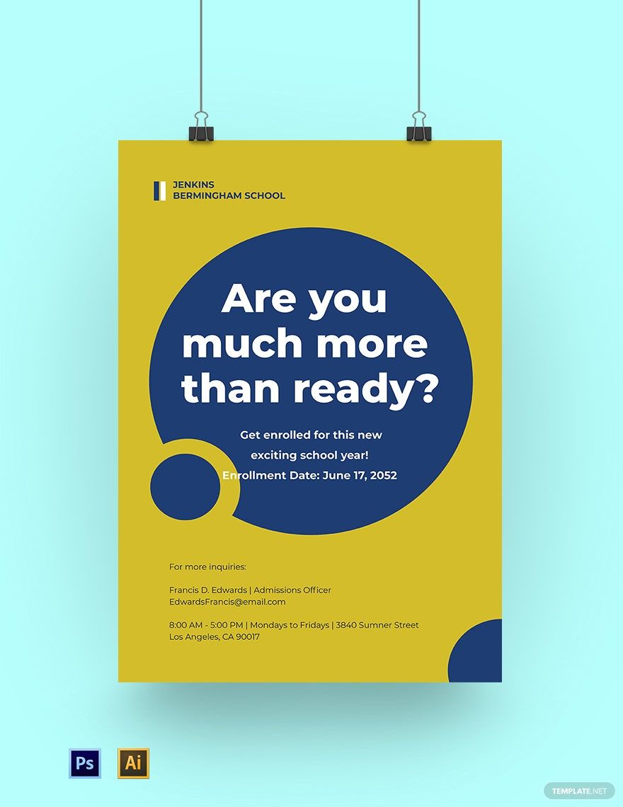 Back to School Year Poster Template in Illustrator, PSD